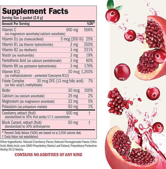 ANDREW LESSMAN Efficient C + Cranberry Benefits 180 Packets - Immune Energy Stress and Urinary Tract Support. Reinvention of The Vitamin C Drink. No Calories. No Sugar. No Carbs. Easy to Mix.