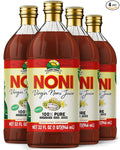 Virgin Noni Juice - 100% Pure Hawaiian Noni Juice - 4 Pack of 32oz Glass Bottles
