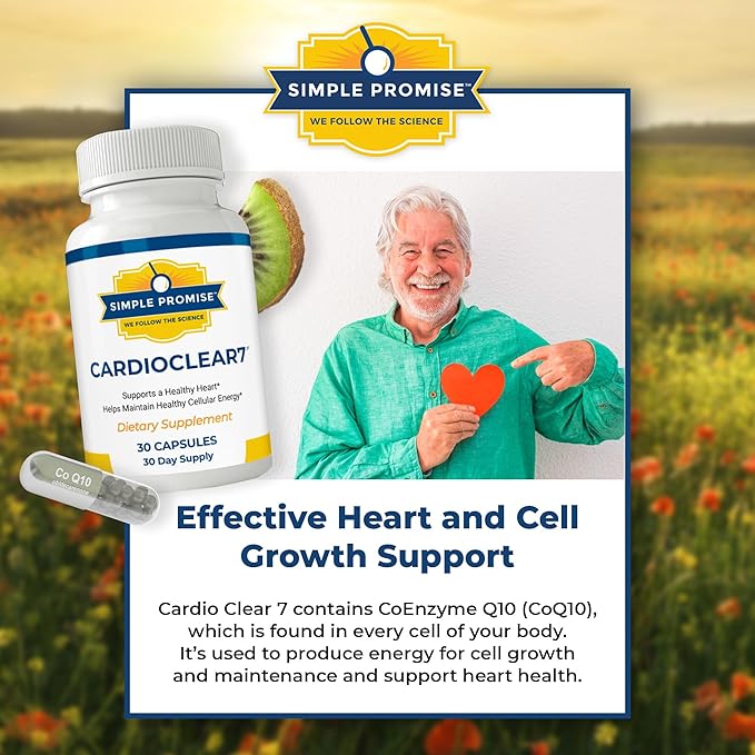 Simple Promise Heart &amp Cholesterol Support Bundle - Supports Heart Health &amp Energy - Cholibrium &amp CardioClear 7 for Circulation &amp Cellular Energy - 90 Capsules