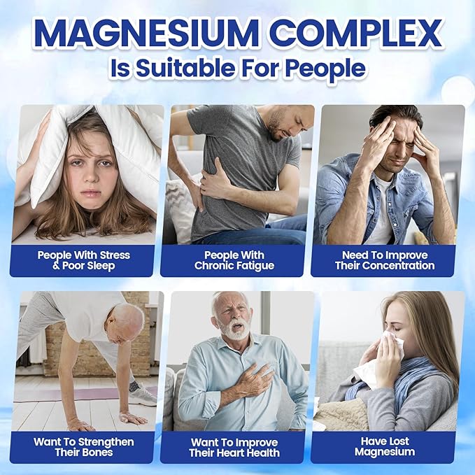 1000mg Magnesium Complex Capsules 8-in-1 Magnesium Glycinate Citrate Malate Taurate Oxide Carbonate Aspartate Orotate - 240 Capsules