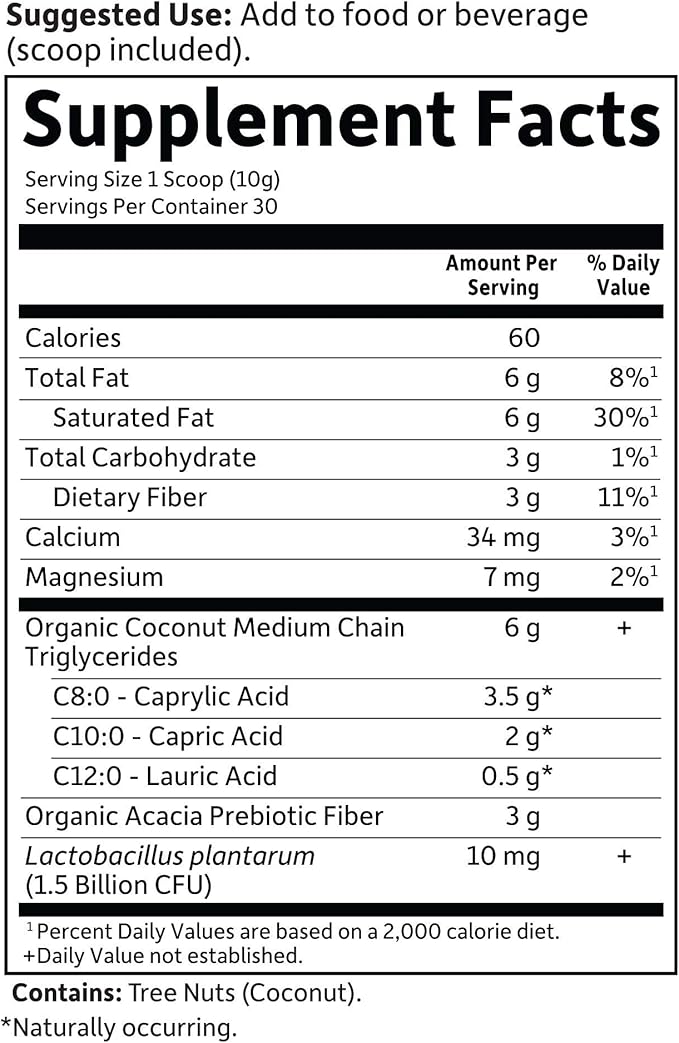 Garden of Life Dr. Formulated Keto Organic MCT Powder - 30 Servings 6g MCTs from Coconuts plus Prebiotic Fiber &amp Probiotics Certified Organic Non-GMO Vegan Gluten Free