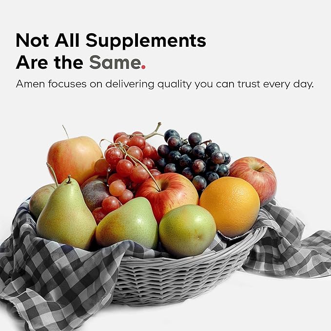 Amen Biotin Collagen Vitamins+ 10000 mcg Biotin Supplement - Hydrolyzed Collagen Vitamins C &amp E Folate Hyaluronic Acid Keratin MSM Saw Palmetto - 3-Month Supply - Non-GMO - 90 Capsules