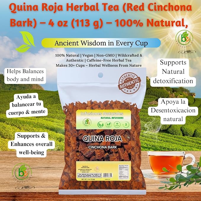 Quina Roja Herbal Tea (Red Cinchona Bark) – 3 Pack Value Set (4 oz Each / 12 oz Total) – 100% Natural Vegan Non-GMO Gluten-Free Wildcrafted Herbal Tea – Authentic Loose Leaf Infusion – by Bexperts