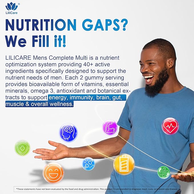 2 Pack - Mens Multivitamins Gummies Methylated Multivitamin for Men B Complex Minerals Vegan Omega 3 Probiotic Enzyme Antioxidants for Men's Complete Daily Support Sugar Free Vegan (No Iron)