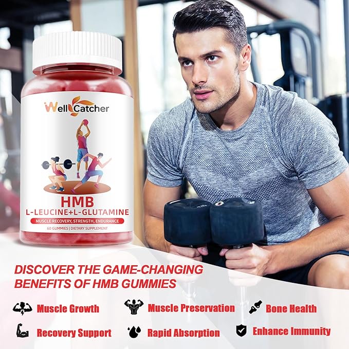 HMB and Leucine Gummies with Essential Amino Acids Gummies for Muscle Growth Energy Support