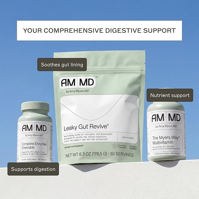 Amy Myers MD Digestive Enzymes Chewable – Complete Enzymes Support Leaky Gut Acid Reflux Gas Bloating Gluten Exposure – Amylase Lipase Lactase Alkaline Protease Sucrase + More – 180 Tablets