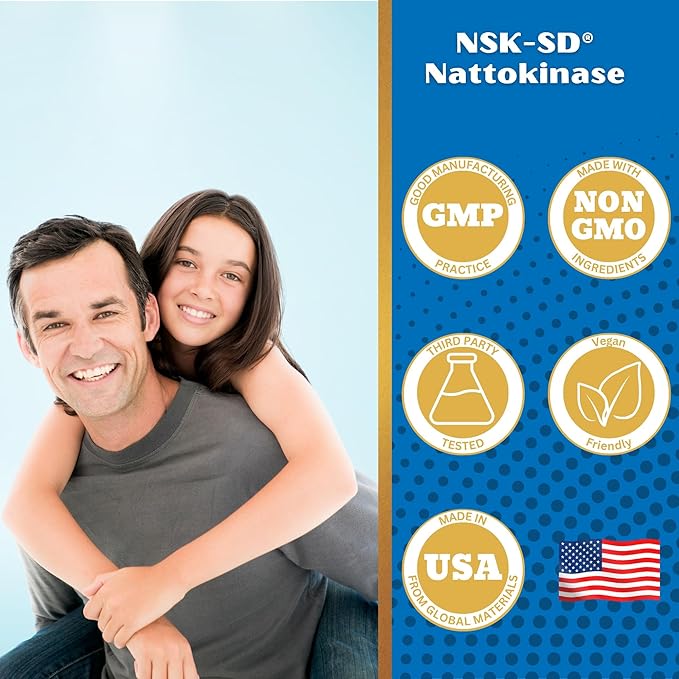 NSK-SD Nattokinase - Cardiovascular Support - High Potency Nattokinase Supplement - Optimizes Circulation Non-GMO Vegetarian JHFA &amp JNKA Recognized - 60 Ct