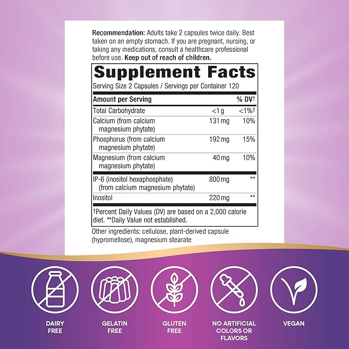 Nature's Way Cell Forté IP-6 &amp Inositol Immune Support Supplement with CalciumPhosphorusand Magnesium*Gluten-FreeVegan240 Capsules (Packaging May Vary)(Pack of 2)