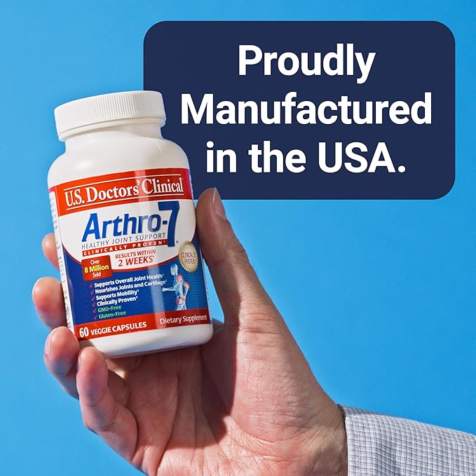 U.S. Doctors’ Clinical Arthro-7 - Clinically Proven Joint Support Complex with Turmeric MSM Collagen Bromelain for Flexibility Mobility and Strong Cartilage - 60 Capsules - 15/30-Day Supply