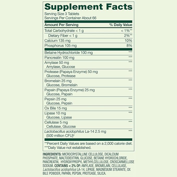 Probiotic Multi-Enzyme Digestive Formula Tablets – 200 Count – Supports Digestion Bloating &amp Gut Health