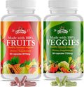 Fruits and Vegetables Supplement - 90 Fruit and 90 Veggie Capsules - Nature Vitamins Balance of Fruits and Veggies Supports Energy Balance Soy Free Vegan Capsules - 90 Count (Pack of 2)