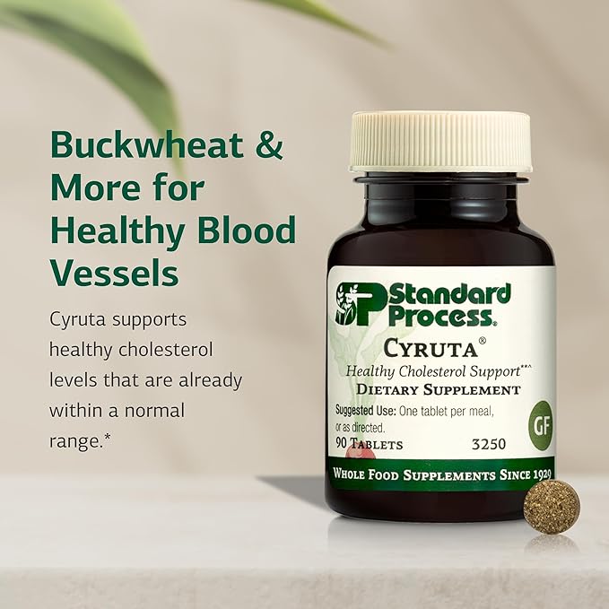 Standard Process Cyruta - Healthy Metabolic Process &amp Circulation Support Supplement - Healthy Heart Supplement with Organic Buckwheat Flour &amp Bovine Adrenal Cytosol Extract - 90 Tablets