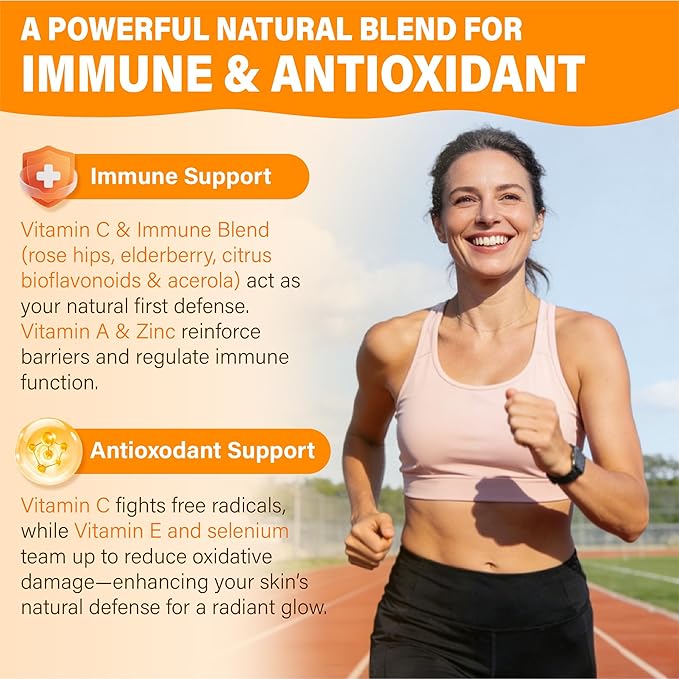 Liposomal Vitamin C Gummies 1000mg for Adults: Vitamin C Chewable Gummy with Zinc Elderberry Vitamins A &amp E