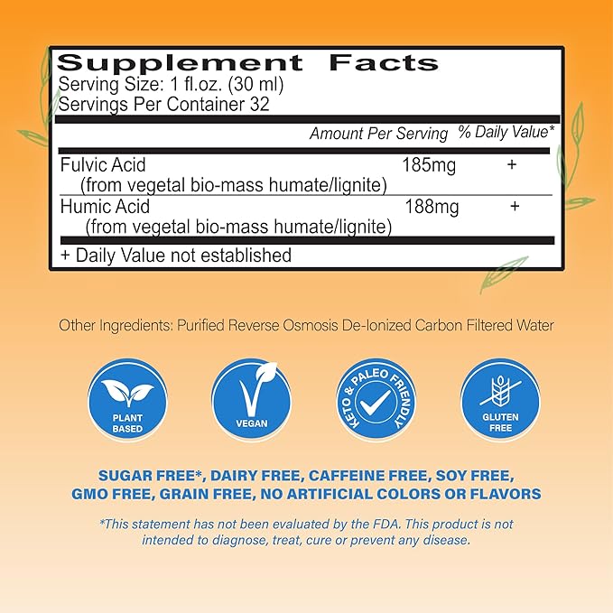 Vital Earth Minerals Detox &amp Wellness Support – Fulvic Humic Mineral Blend with 70+ Trace Minerals Electrolytes 32 Oz Bottle + 14 Single-Serve Packs
