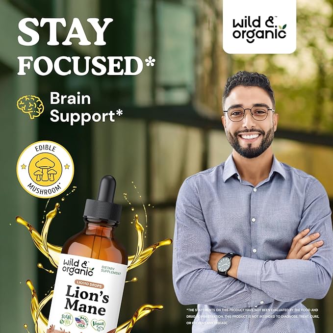 Wild &amp Organic Adrenal Support Tincture 4 fl oz &amp Lion's Mane Tincture 4 fl oz