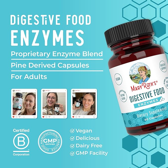 MaryRuth Organics Digestive Enzymes | Up to 2 Month Supply | Vegan Digestive Health Aid and Gut Health Enzyme Complex | Over 12 Enzymes | Vitamins B6 &amp B12