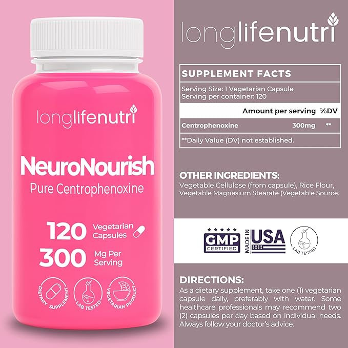 LongLifeNutri Quercetin 1000 mg with Bromelain 200mg &amp Centrophenoxine 300 mg Bundle – 120/120 Vegan Capsules 2–4 Month Supply Respiratory Bioflavonoid Non-GMO GMP Certified Made in USA