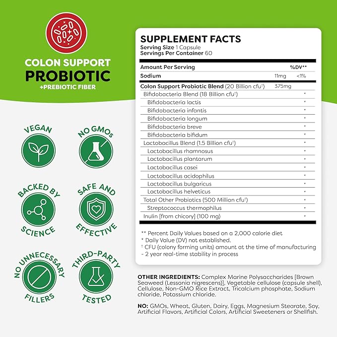 Probulin Women’s Probiotic + Colon Support Bundle – Daily Vaginal Digestive &amp Immune Health – 2-Pack 20 Billion CFU Vegan 60 Count Each