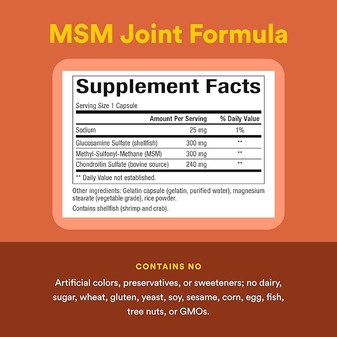 Natural Factors MSM Joint Formula Supports Healthy Joints and Mobility 180 Capsules