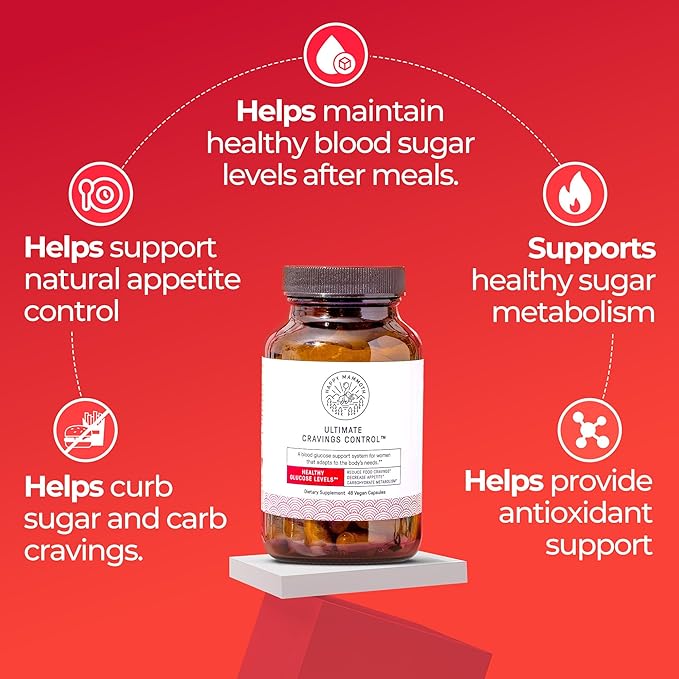 Happy Mammoth Ultimate Cravings Control – Sugar &amp Carb Cravings Support Chromium Natural Appetite Management &amp Metabolism Supplement for Adults Non-GMO No Gluten Dairy Soy or Sugar 48 C