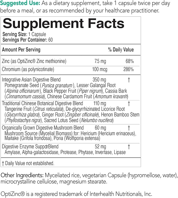 EcoNugenics EcoDigest Digestive Health Supplement - 60 Capsules- Digestive Support - Herbs Medicinal Mushrooms &amp Enzymes