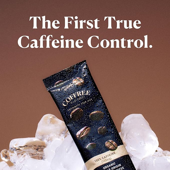 COFFREE Organic Instant Coffee Packets - 50% Half Caff Convenient Coffee Sticks Mold Free Low Acid Arabica Beans for On-the-Go Energy - Hot or Cold Smooth Taste Single Serve Travel Packets 24 Count