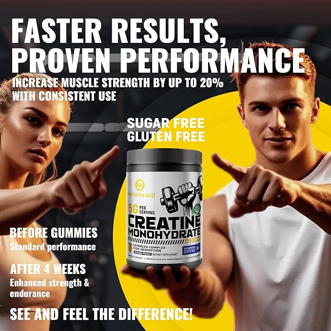 Creatine Monohydrate Gummies – Pre-Workout Energy &amp Muscle Growth Support for Men &amp Women | Mango Electrolyte Gummies (135 Count)