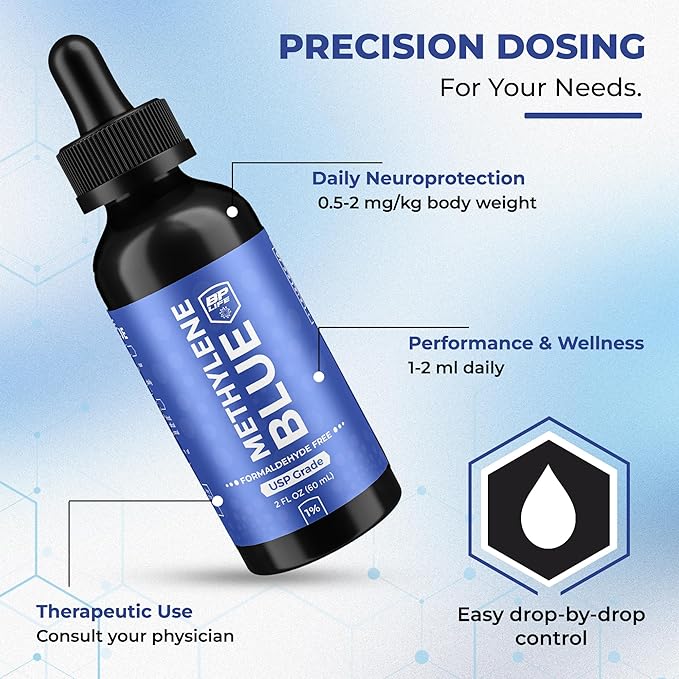 Methylene Blue Drops 2oz 1% USP (Pharmaceutical Grade) - Enhance Focus &amp Vitality Naturally