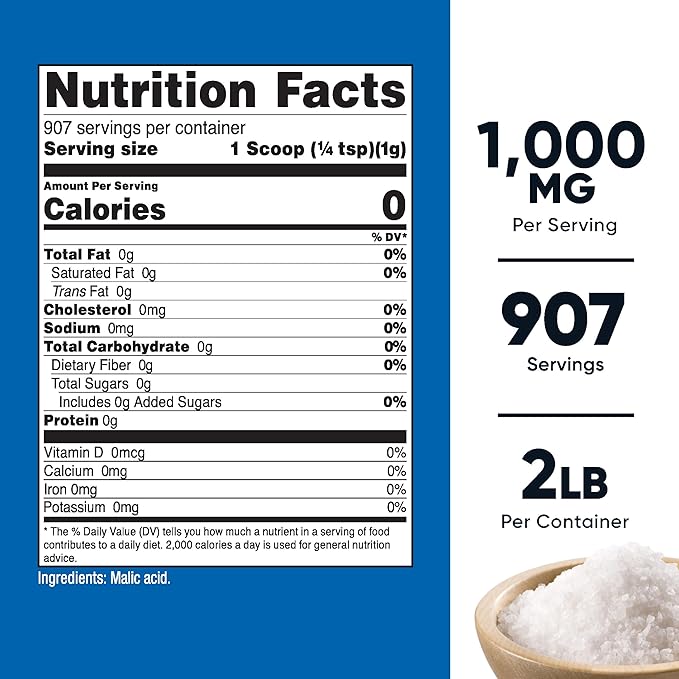 Nutricost Malic Acid Powder 2 LBS - Gluten Free Non-GMO