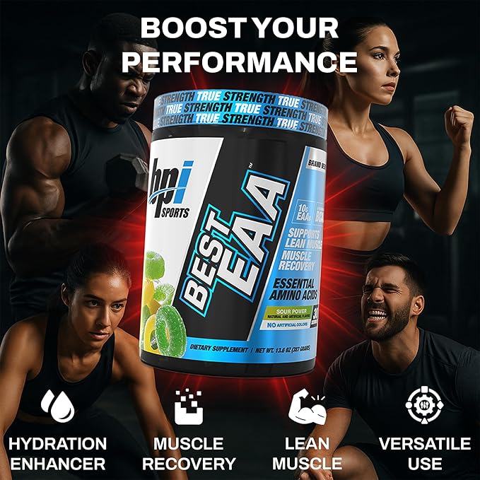 BPI Sports Essential Amino Acids EAA Powder - Pre Intra &amp Post Workout Drink - BCAA Powder for Men &amp Women EAA + BCAA + Hydration. Advanced Formula with 10g of EAA. (Sour Power)