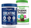Orgain Creatine Monohydrate Powder (17.64 Oz 100 Servings) &amp Organic Vegan Chocolate Fudge Protein Powder (2.03 lb) Bundle - Plant-Based Protein &amp Muscle Support