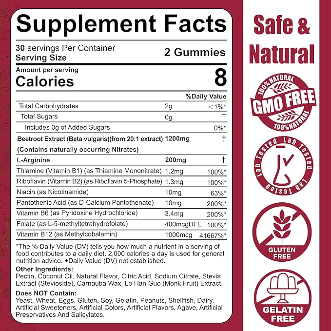 2 Pack Beet Root Gummies &amp Super Reds Gummies