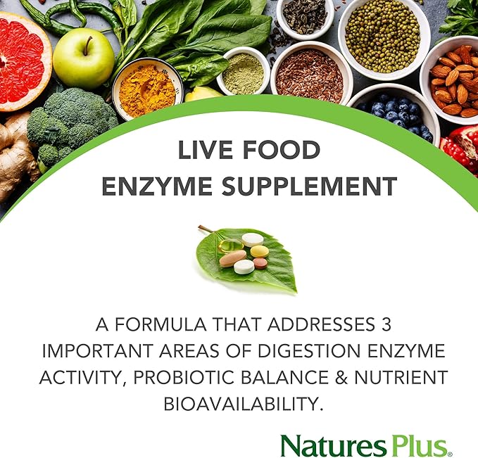NaturesPlus Acti-Zyme - 180 Capsules - Digestive Enzyme Support Supplement with Probiotics - Promotes Gut Health &amp Digestion - Gluten Free Vegetarian - 90 Servings