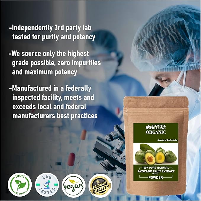 Blessfull Healing Organic Avocado Fruit Extract Powder 100% Pure Natural 200 Gram / 7.05 oz