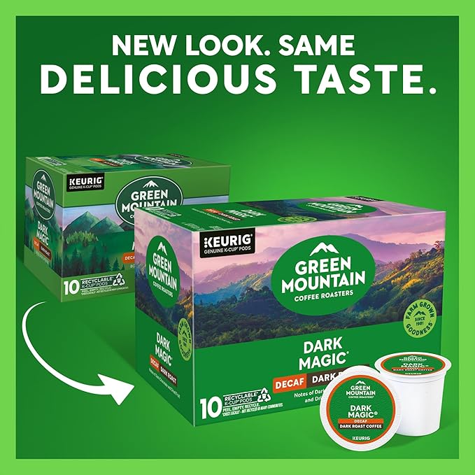 Green Mountain Coffee Dark Magic Decaf Keurig Single Serve K-Cup Pods Dark Roast Coffee 60 Count (6 Packs of 10)