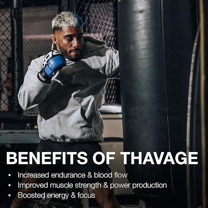 RAW Preworkout Powder Thavage - Chris Bumstead Sports Nutrition Supplement for Men &amp Women - Cbum Pre Workout for Working Out Hydration Mental Focus &amp Energy - 40 Servings