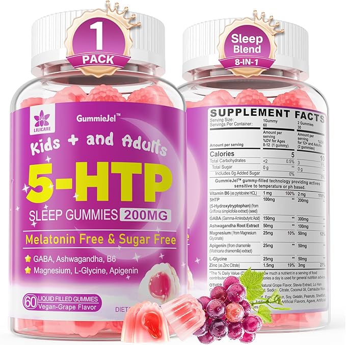 LILICARE 5HTP Gummies for Adults &amp Kids + Collagen Peptides Soft Chews 3000mg for Women &amp Men