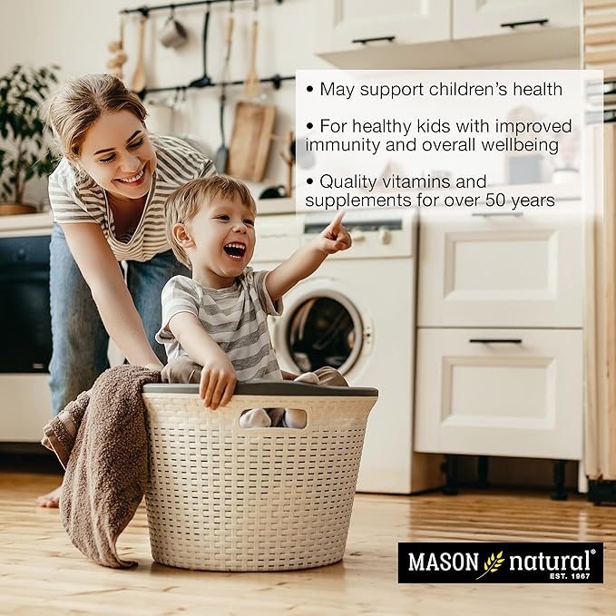 MASON NATURAL Healthy Kids Probiotic with Fiber - Healthy Digestive Function Improved Gut Health 60 Chewables (Pack of 3)