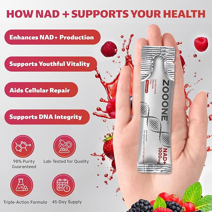 zooone- NAD+ Supplement 30pcs Premium Nicotinamide Riboside &amp Resveratrol DNA Repair &amp Healthy Aging Advanced NAD Supplement for Men &amp Women Boosts Cellular Energy.
