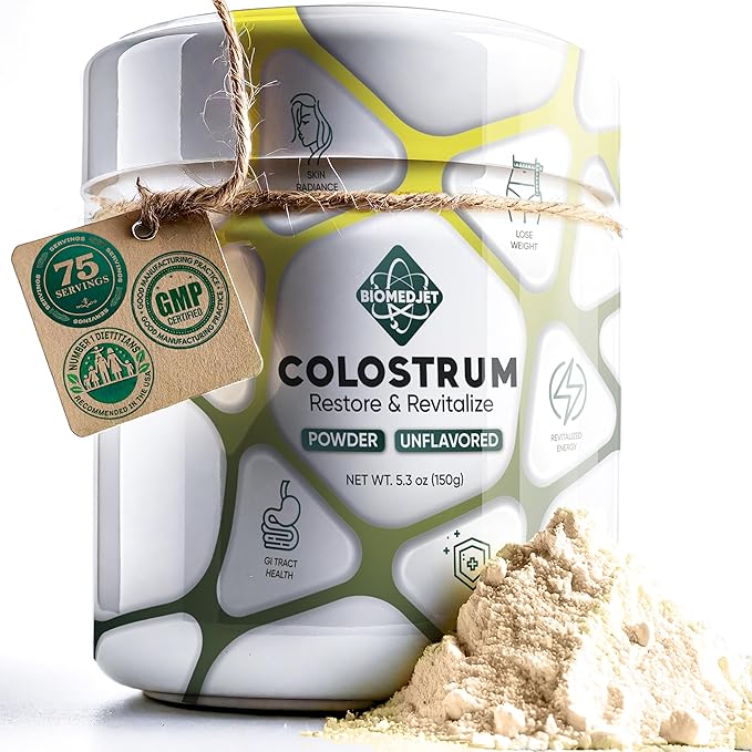 Colostrum Supplement Powder-for Immune Support Gut Health-Muscle Recovery &amp Wellness-Natural IgG-Pure Whole Bovine Superfood-Unflavored-75 Servings