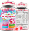 Organic Toddler Multivitamin Gummies (Ages 2-3) | Omega-3 (DHA/EPA) Postbiotics A C D3 K2 Methyl B12 Folate Zinc | Kids Multivitamin for Immune Digestive Brain Development Sugar-Free 60Cts