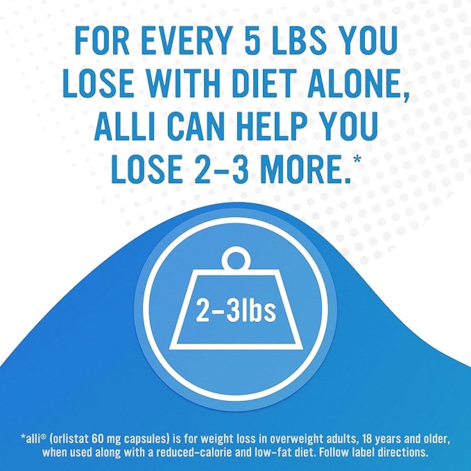 alli Diet Weight Loss Supplement Pills Orlistat 60mg Capsules 170 Count