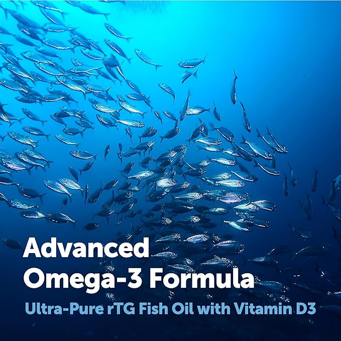 Micro Ingredients Supreme Omega-3 Fish Oil w/Ultra High EPA &amp DHA Burpless Softgels | rTG Omega-3 with Vitamin D3 | Wild-Caught Cold Deep-Sea Fish | Lemon Flavor Easy to Swallow 60ct