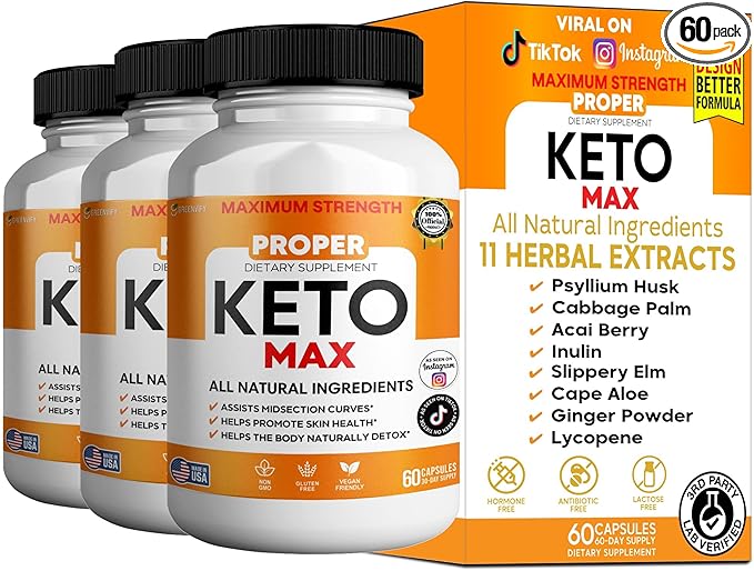 Proper Keto Max Dietary Supplement Maximum Strength All Natural Ingredients 60 Capsules 30-Day Supply Supports Skin Health and Natural Detox (3)
