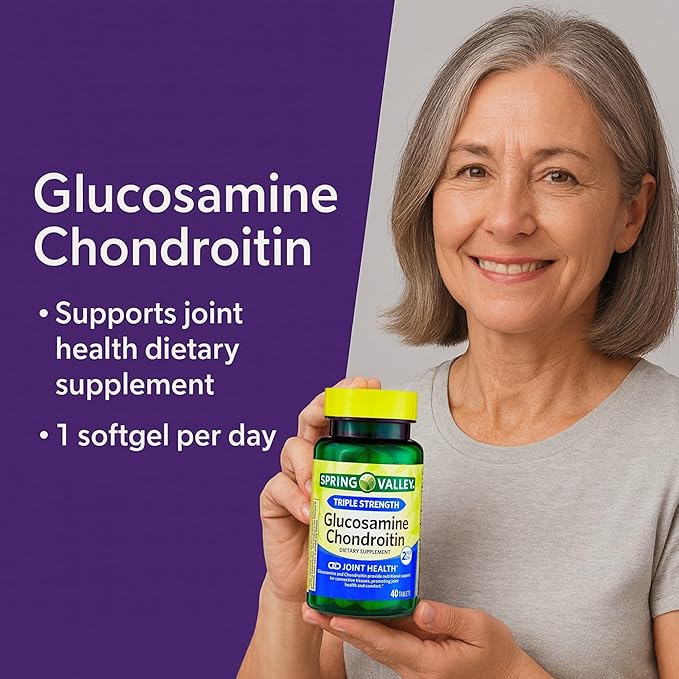 Glucosamine Chondroitin Triple Strength 40 Tablets Glucosamina Suplemento 1400mg Glucosamine + 1200mg Chondroitin Daily Joint Support Gluten Free (Pack of 2)
