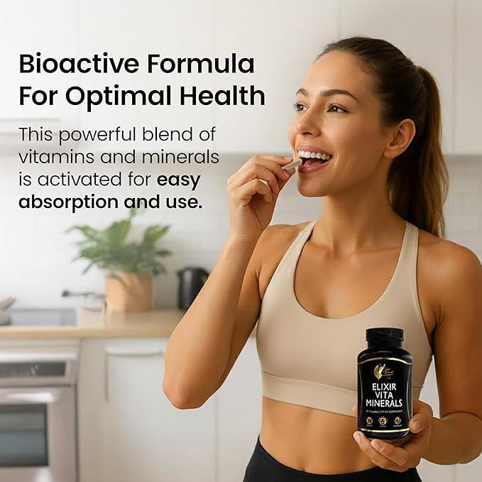 Cocó March N.M.D Elixir Vita Minerals – Multivitamin for Women &amp Men with Trace Minerals Activated B Vitamins &amp High A D E K Gluten Free &amp Dairy Free 24 Essential Vitamins &amp Mineral
