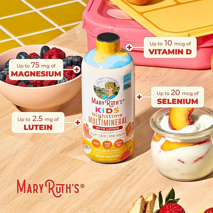 Kids Liquid Nighttime Multimineral by MaryRuth's | Bone Health | Immune Function | Bedtime Supplement | Kids Vitamins | Magnesium | Vegan | Sugar Free | 30-180 Servings | 15.22 fl oz