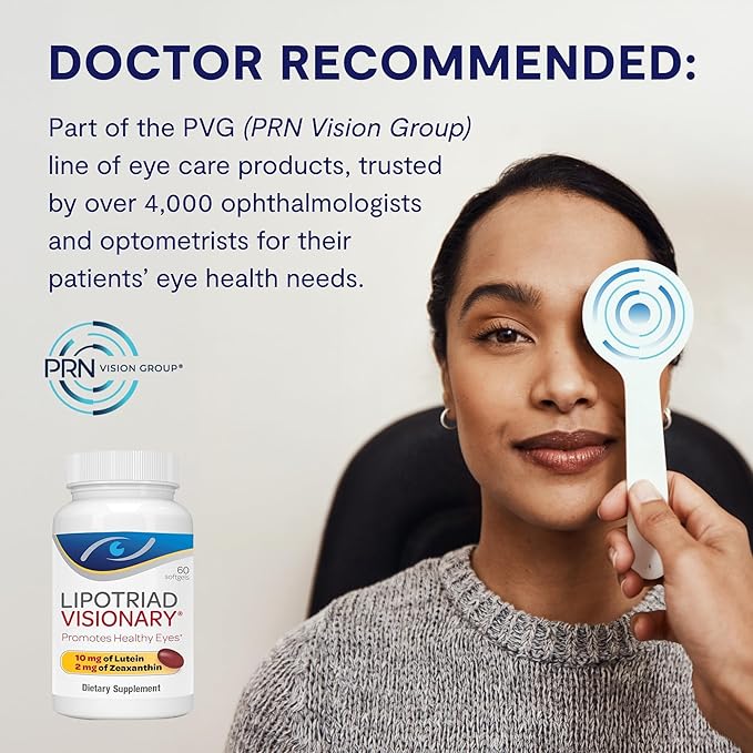 Lipotriad Visionary Eye Vitamins – 60 Capsules – Lutein and Zeaxanthin Supplements with Other AREDS 2® Ingredients to Support Eye Health