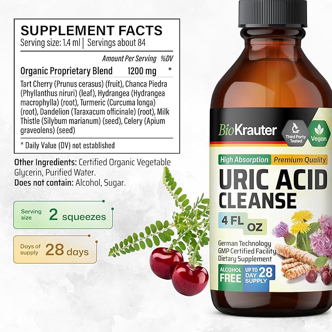 BIO KRAUTER Adrenal Support Tincture 4 Fl. Oz. &amp Uric Acid Support Tincture 4 Fl. Oz.