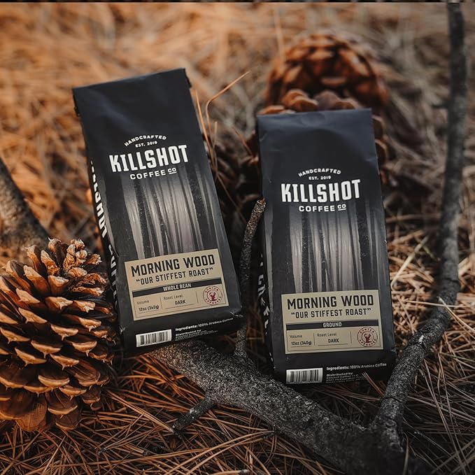 Killshot Coffee Whole Bean - 12 Ounce Bag Dark Roast (12 oz Morning Wood)